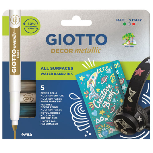 GIOTTO Decor Metal 5 Pennarelli Metallizzati Multisuperficie Punta 4 mm – immagine principale