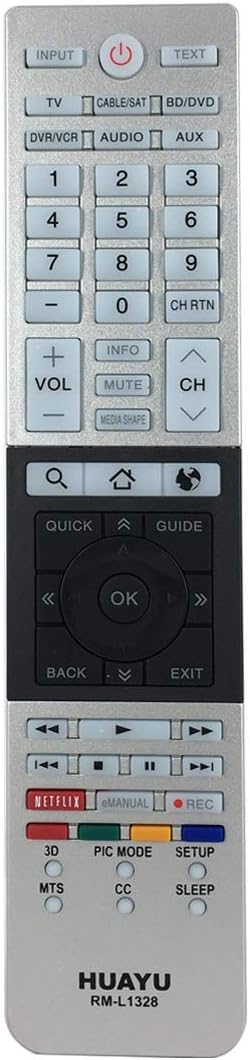 Huayu TV telecomando per Toshiba - Funziona con tutti i televisori Toshiba (LED, LCD, Plasma) - nero - rm-l1328