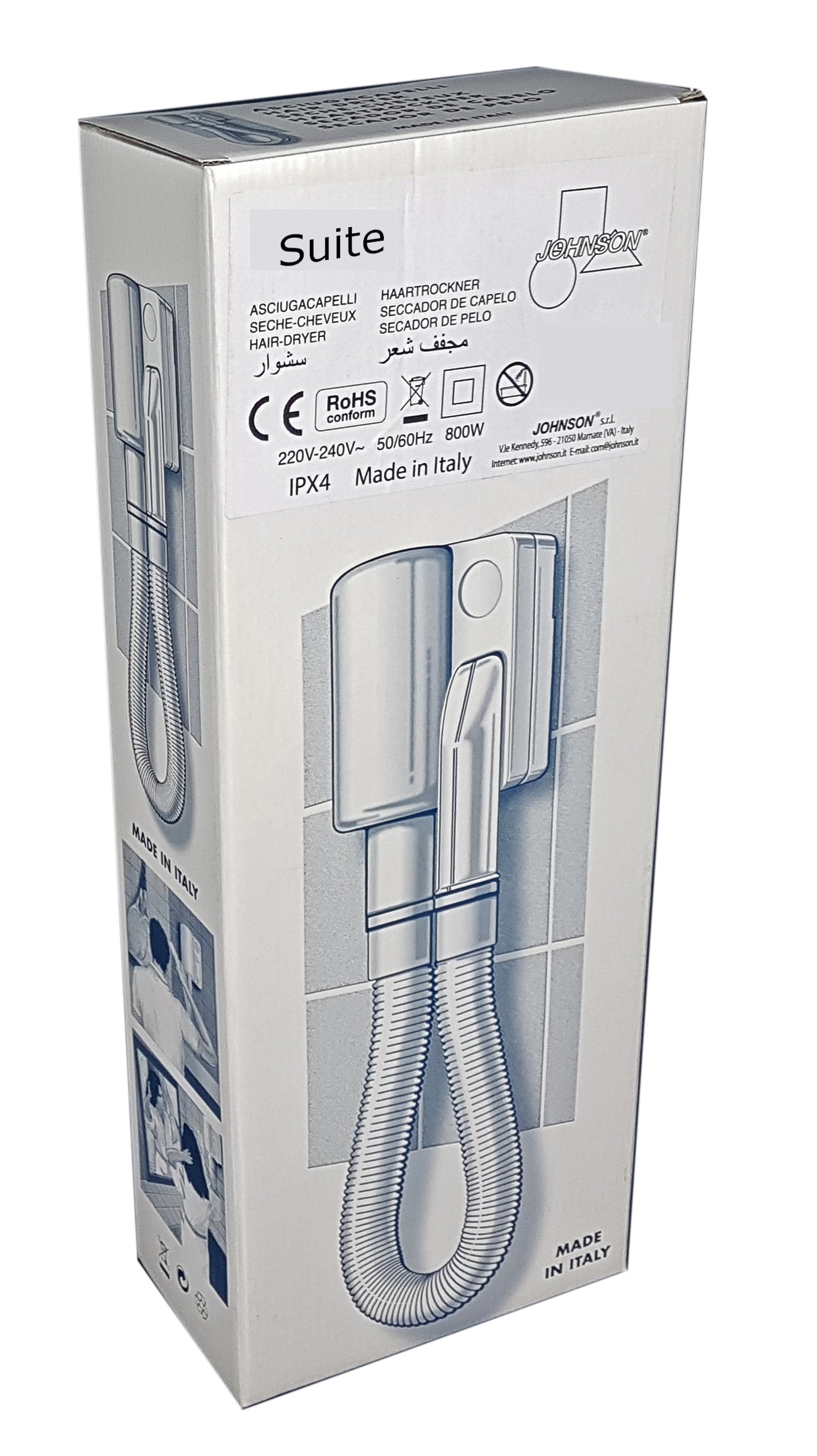 SUITE 800W Bianco asciuga capelli Parete Fon per Hotel