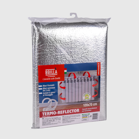 Pannello Termo riflettente con Ganci per Caloriferi, Polietilene e Alluminio, 120x70 cm Spessore 3 mm